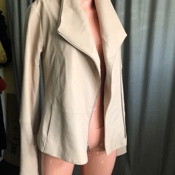 Vince Scuba Leather Jacket (Cream w/ Blush) - Picture 1 of 4